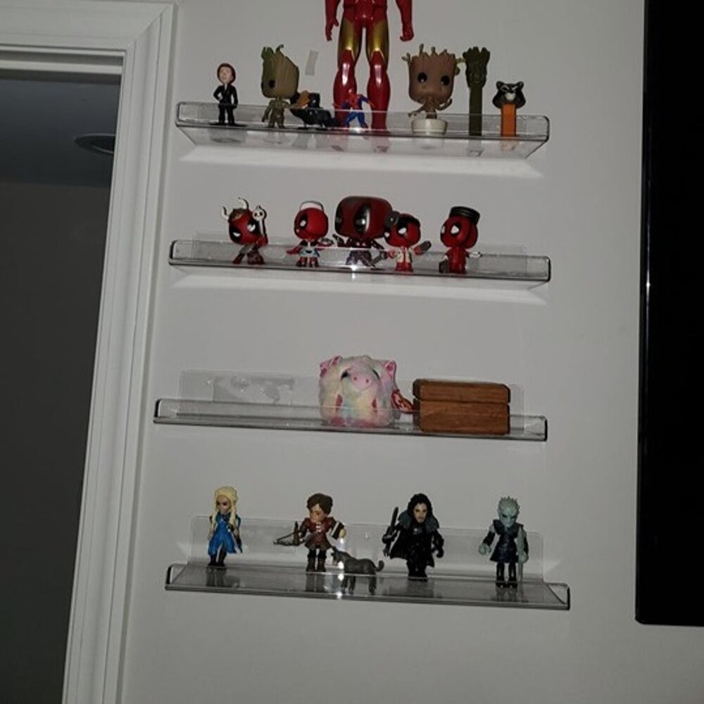 NEW 4 Pack Acrylic Shelves for Wall Storage, 15" Floating Bookshelves - Picture 2 of 8
